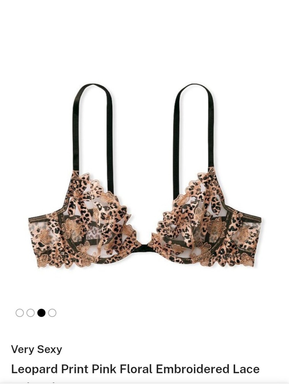Victoria's Secret Leopard Print Floral Embroidered Lace Bra Size 34C
